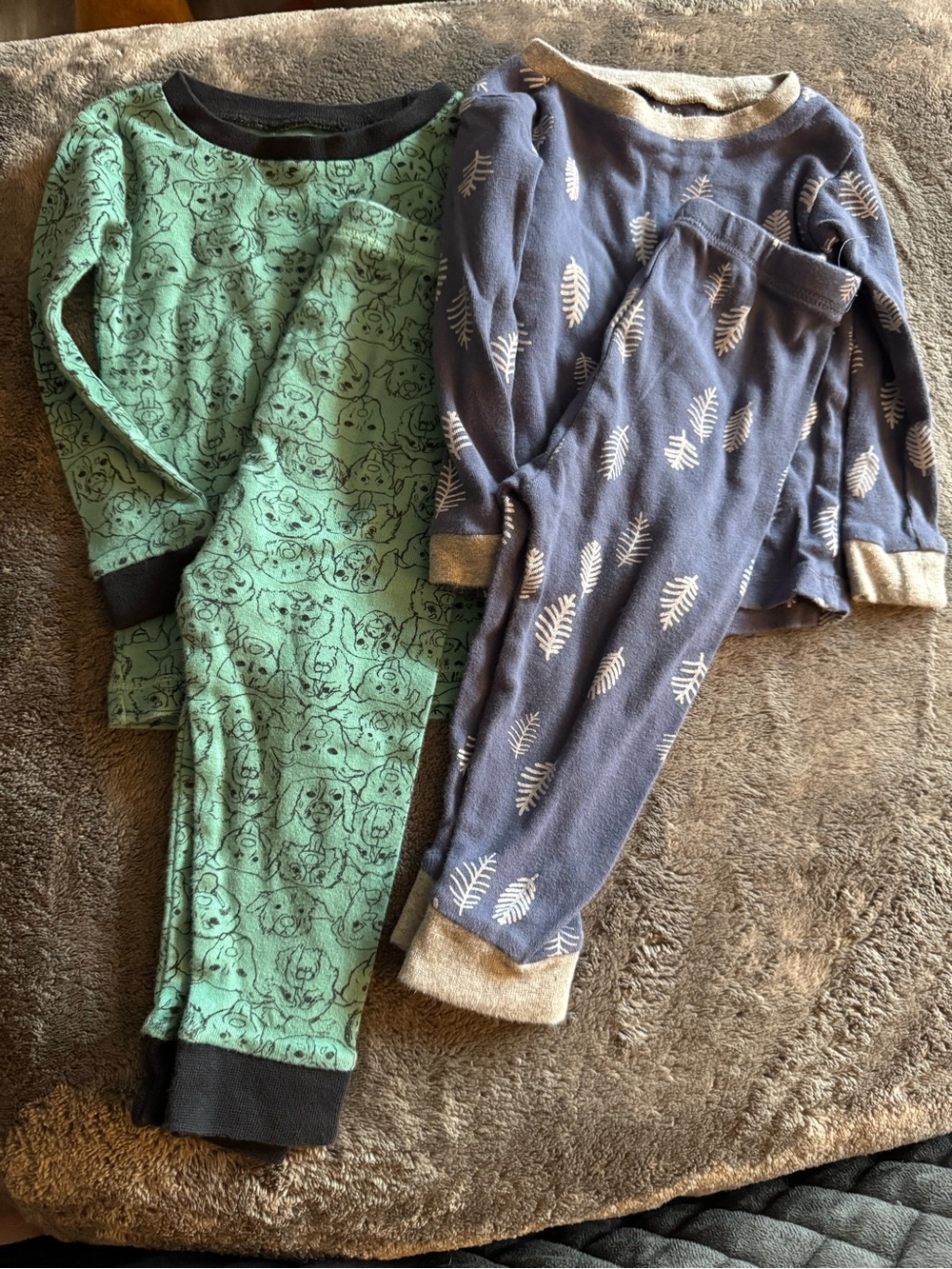 Kids Two-Pack Long Sleeve Pajama Sets - Mint Green & Navy